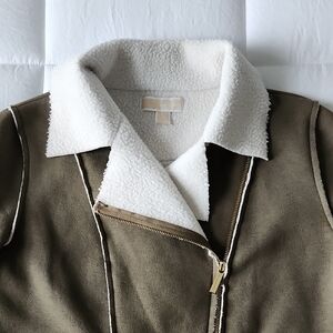 Michael Kors Olive Teddy Jacket with Cream Lining
